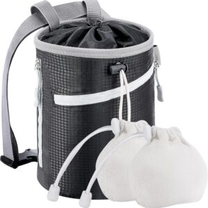 Chalk Bag for Rock Climbing, Bouldering Bag Bucket, 2 Waterproof Zipper for Gymnastics, Cross Fit, and Lifting (Large)