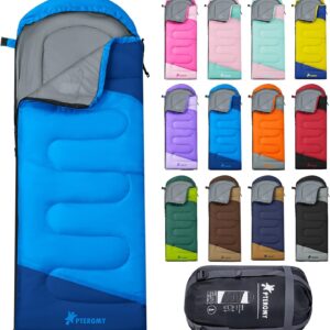 PTEROMY Sleeping Bags for Adults, Lightweight and Machine Washable, Water Resistant Backpacking Camping Sleeping Bag for Warm Cold Weather, Camping Essentials for Hiking Travel