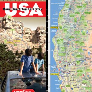 StreetSmart® USA Interstate Road Map by VanDam ― Eco plastic coated, planning & travel map of the USA w/all federal, state hwys, attractions & Top 40 Drives (English and Spanish Edition)